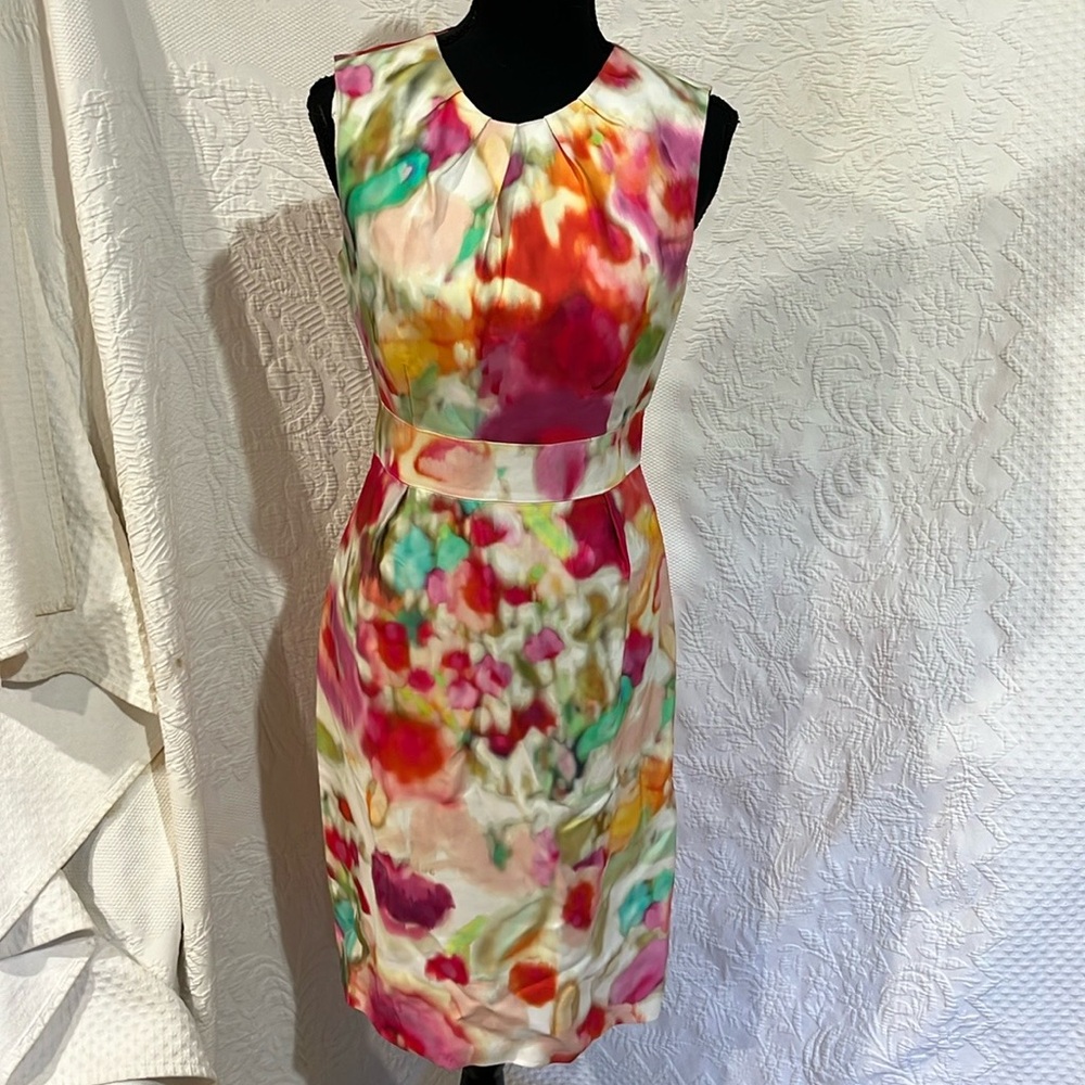 Kate Spade Red and Orange Sheath Dress Crew Neck Sleeveless